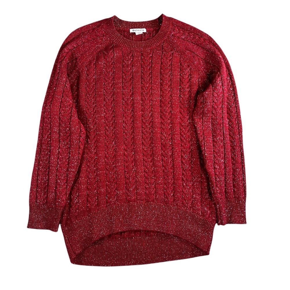 Athleta‎ Women's Red Sparkly Crossroads Crew Sweater Size Small
